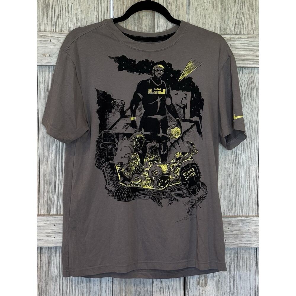 Nike Shirt Men’s Size Medium Gray Black Tee LeBron James LBJ King Dri Fit